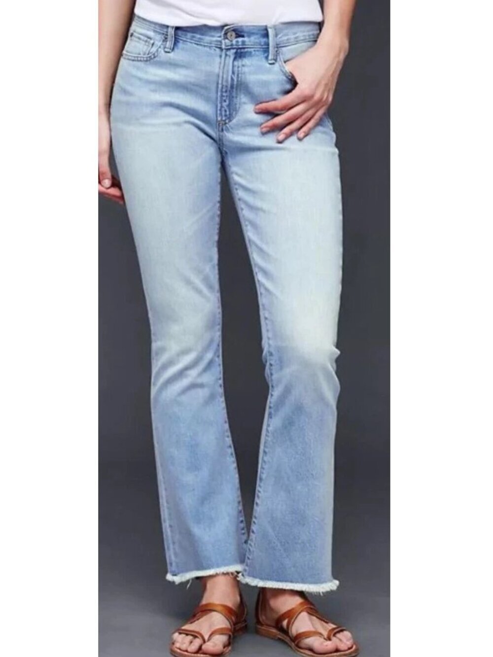 Gap 1969 light wash original summer flare beach oceancore distressed mid rise